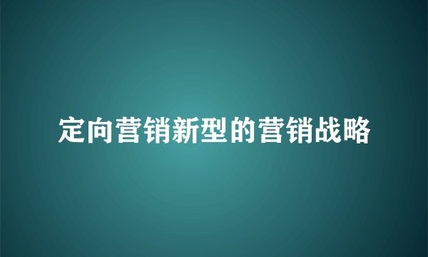 定向营销新型的营销战略