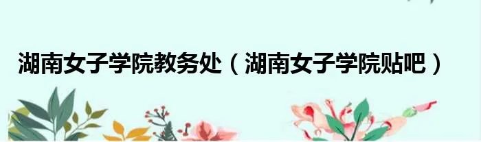 湖南女子学院教务处（湖南女子学院贴吧）