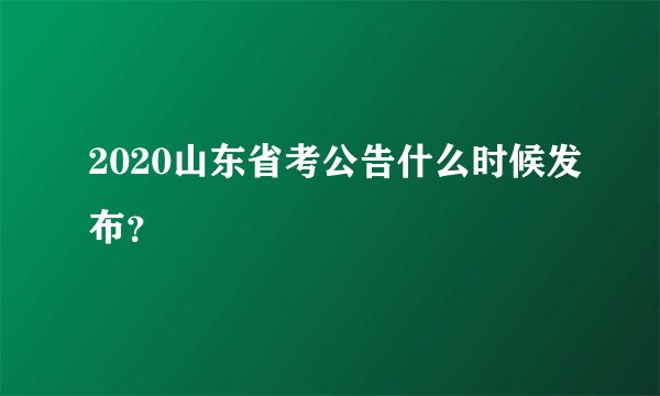 2020山东省考公告什么时候发布？