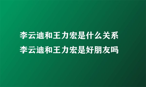 李云迪和王力宏是什么关系 李云迪和王力宏是好朋友吗