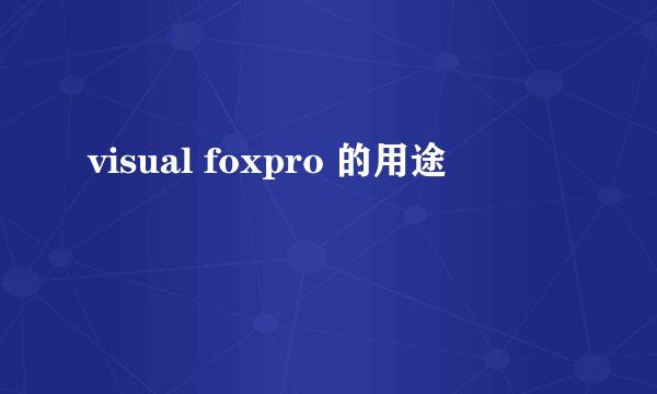 visual foxpro 的用途