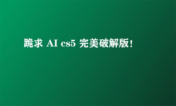 跪求 AI cs5 完美破解版！