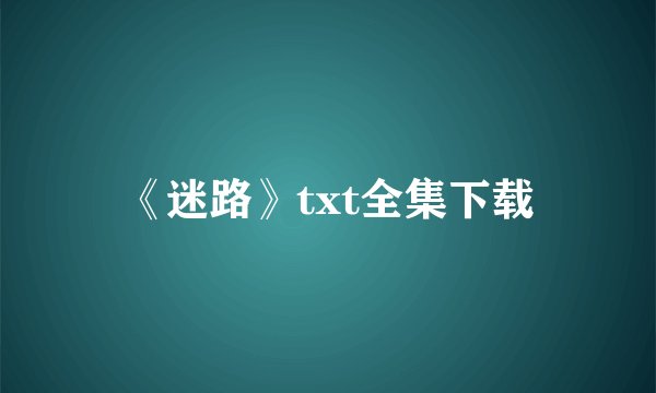 《迷路》txt全集下载