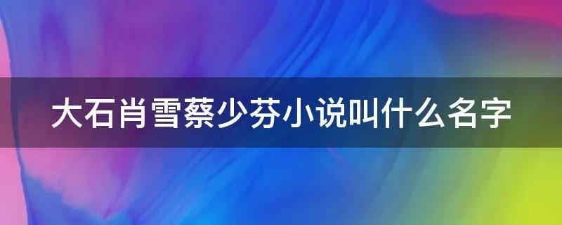 大石肖雪蔡少芬小说叫什么名字