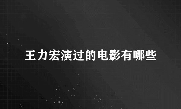 王力宏演过的电影有哪些