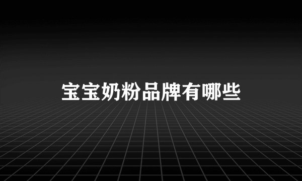 宝宝奶粉品牌有哪些