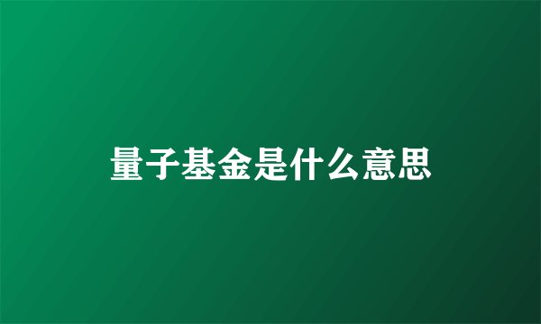 量子基金是什么意思