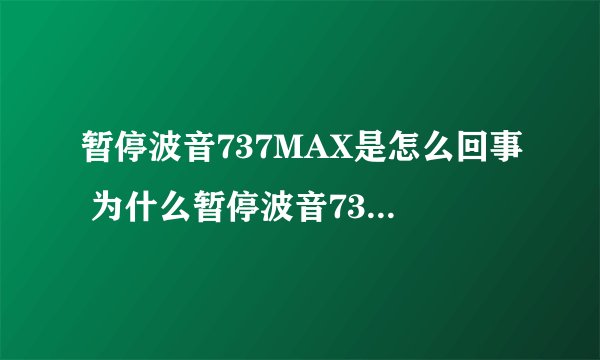 暂停波音737MAX是怎么回事 为什么暂停波音737MAX