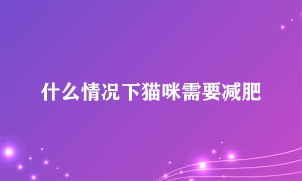 什么情况下猫咪需要减肥
