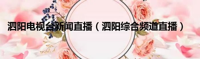 泗阳电视台新闻直播（泗阳综合频道直播）