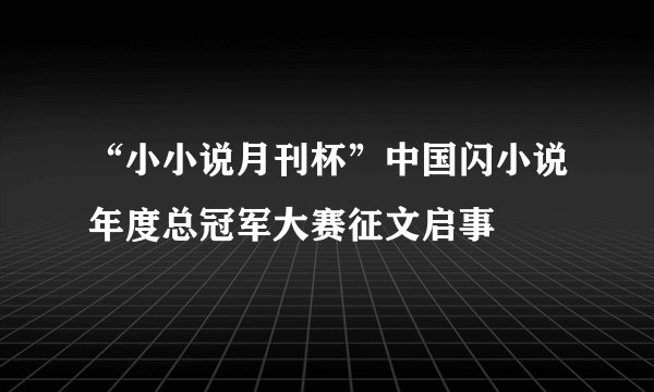 “小小说月刊杯”中国闪小说年度总冠军大赛征文启事