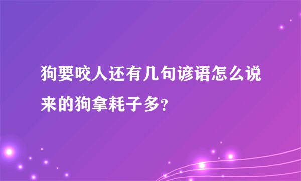 狗要咬人还有几句谚语怎么说来的狗拿耗子多？