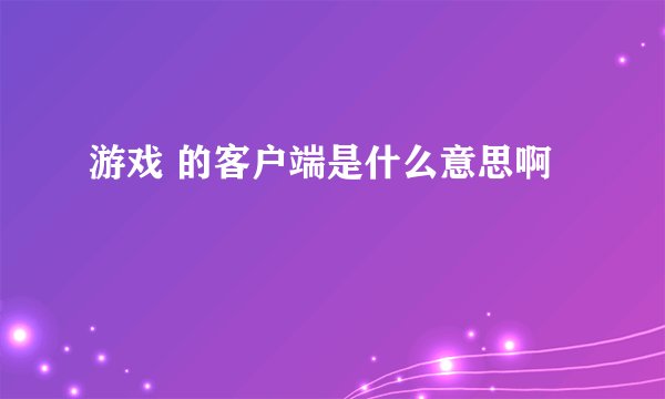 游戏 的客户端是什么意思啊