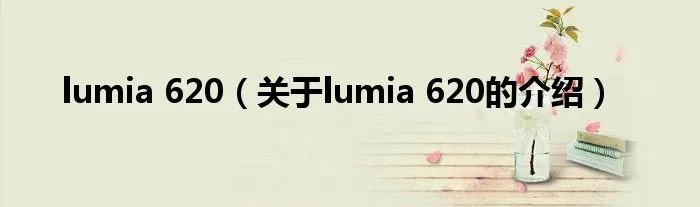 lumia 620（关于lumia 620的介绍）