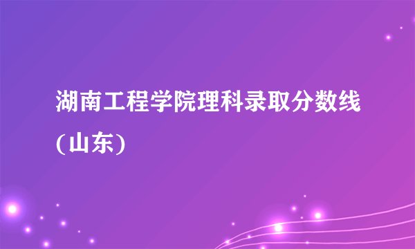 湖南工程学院理科录取分数线(山东)
