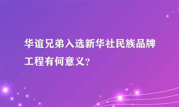 华谊兄弟入选新华社民族品牌工程有何意义？