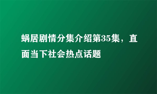 蜗居剧情分集介绍第35集，直面当下社会热点话题