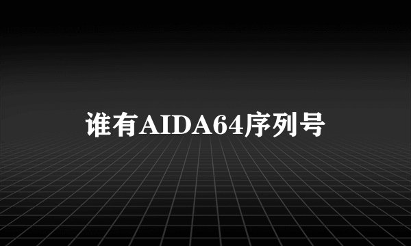 谁有AIDA64序列号