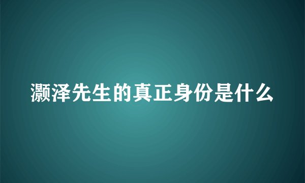 灏泽先生的真正身份是什么