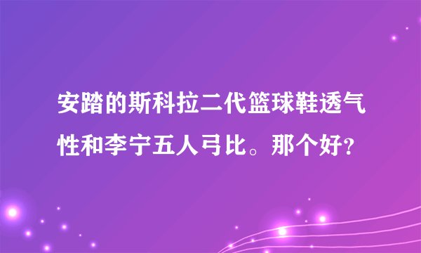 安踏的斯科拉二代篮球鞋透气性和李宁五人弓比。那个好？