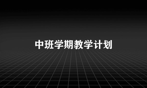 中班学期教学计划