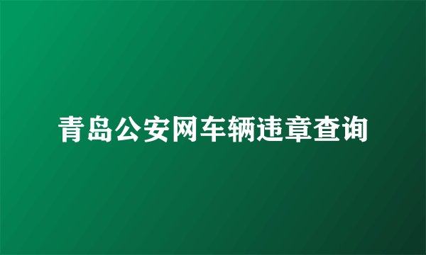 青岛公安网车辆违章查询