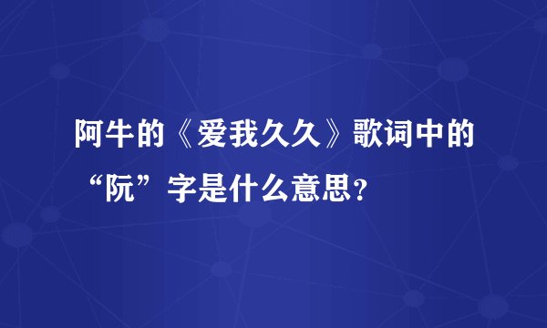 阿牛的《爱我久久》歌词中的“阮”字是什么意思？