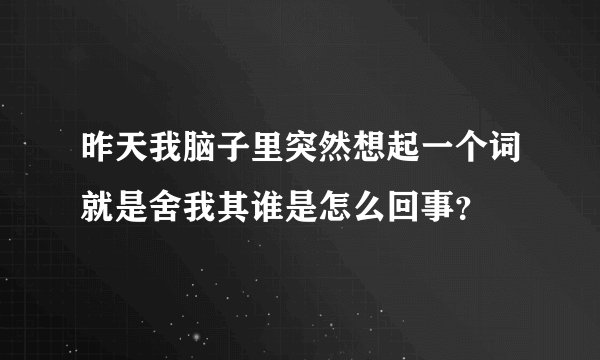 昨天我脑子里突然想起一个词就是舍我其谁是怎么回事？