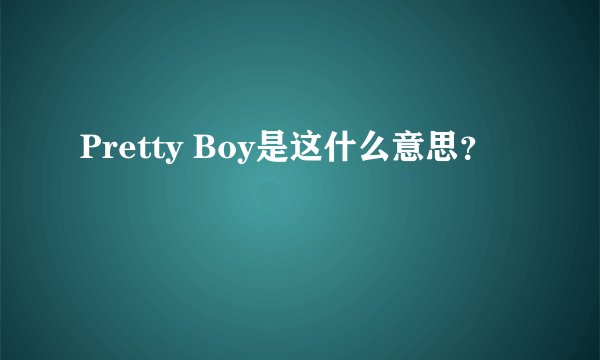 Pretty Boy是这什么意思？