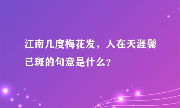 江南几度梅花发，人在天涯鬓已斑的句意是什么？