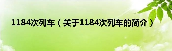 1184次列车（关于1184次列车的简介）