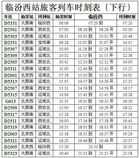 大西高铁时刻表出来了吗？