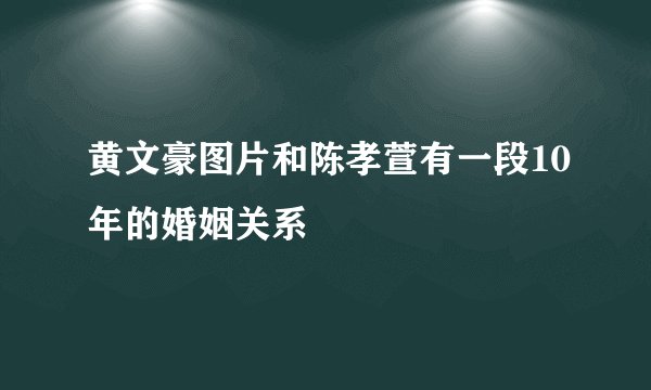 黄文豪图片和陈孝萱有一段10年的婚姻关系