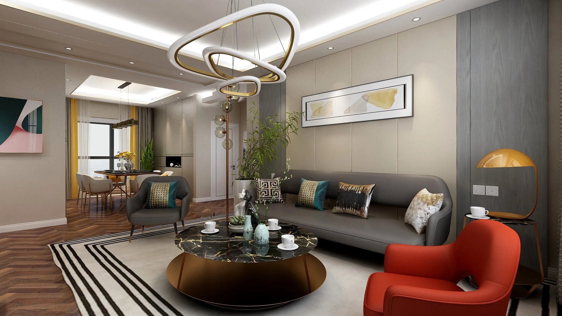 大连市甘井子区-中海万锦公馆122平米现代轻奢风格案例