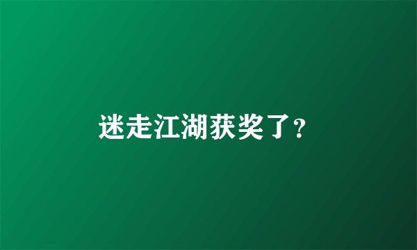 迷走江湖获奖了？