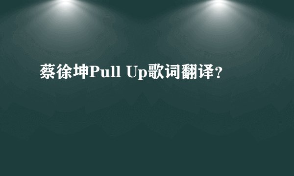 蔡徐坤Pull Up歌词翻译？