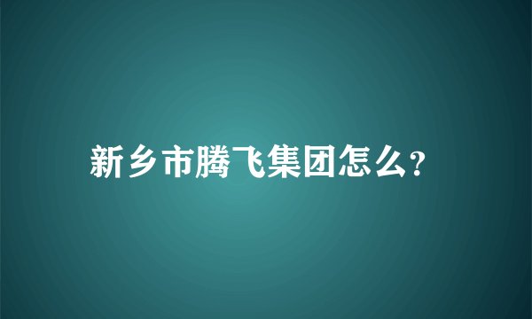 新乡市腾飞集团怎么？