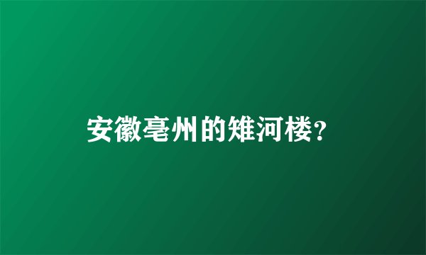安徽亳州的雉河楼？