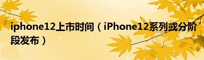 iphone12上市时间（iPhone12系列或分阶段发布）