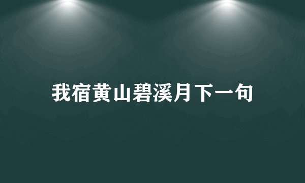 我宿黄山碧溪月下一句