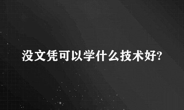没文凭可以学什么技术好?