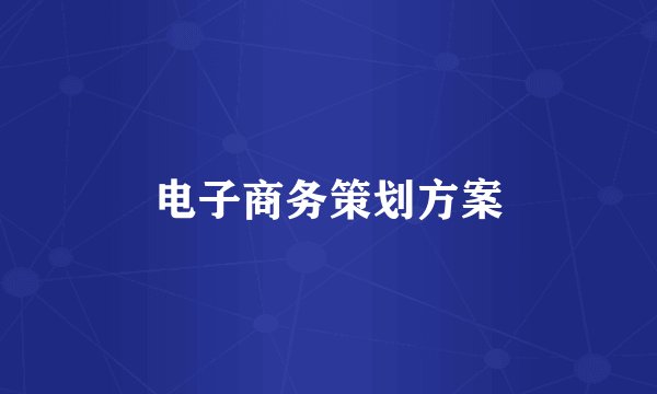 电子商务策划方案