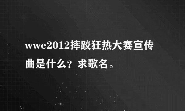wwe2012摔跤狂热大赛宣传曲是什么？求歌名。