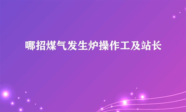 哪招煤气发生炉操作工及站长