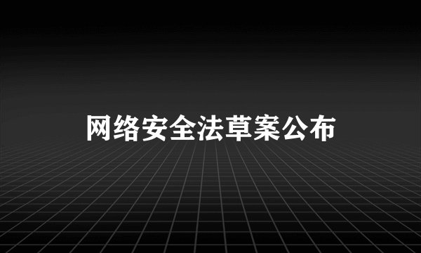 网络安全法草案公布