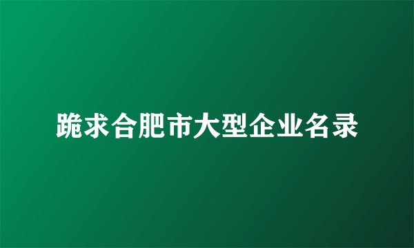 跪求合肥市大型企业名录