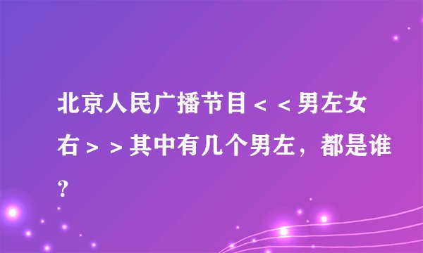 北京人民广播节目＜＜男左女右＞＞其中有几个男左，都是谁？