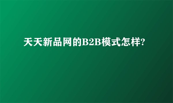 天天新品网的B2B模式怎样?