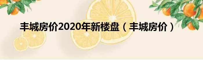 丰城房价2020年新楼盘（丰城房价）