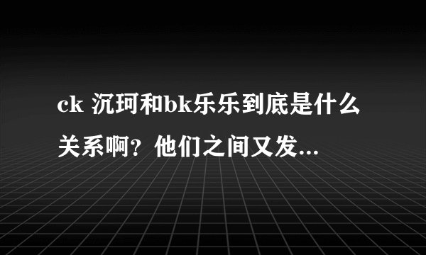 ck 沉珂和bk乐乐到底是什么关系啊？他们之间又发生过什么？